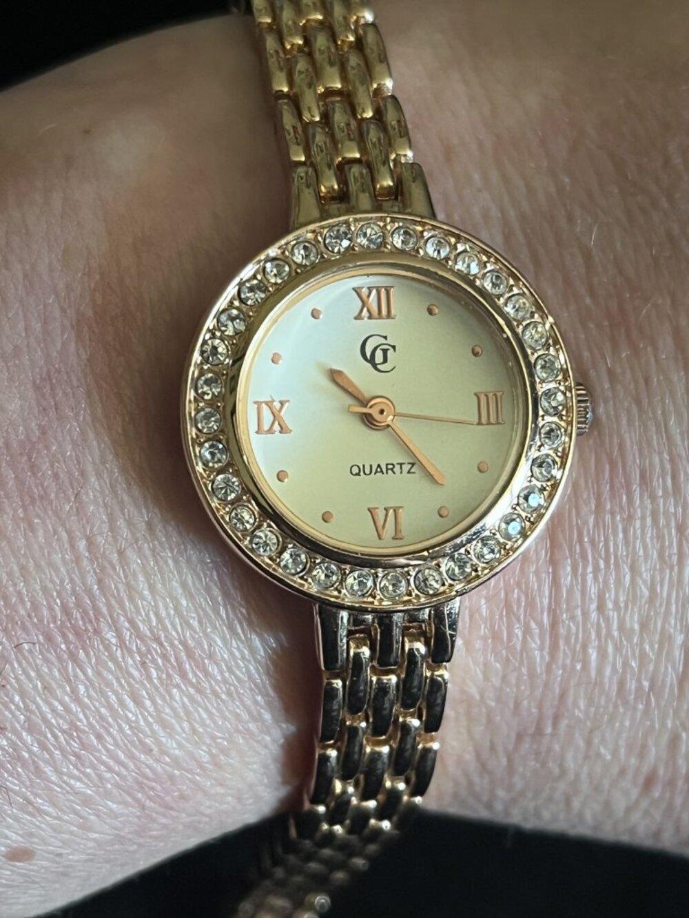 Rose Gold Womens GC Crystal Watch Roman Numeral Dress Watch